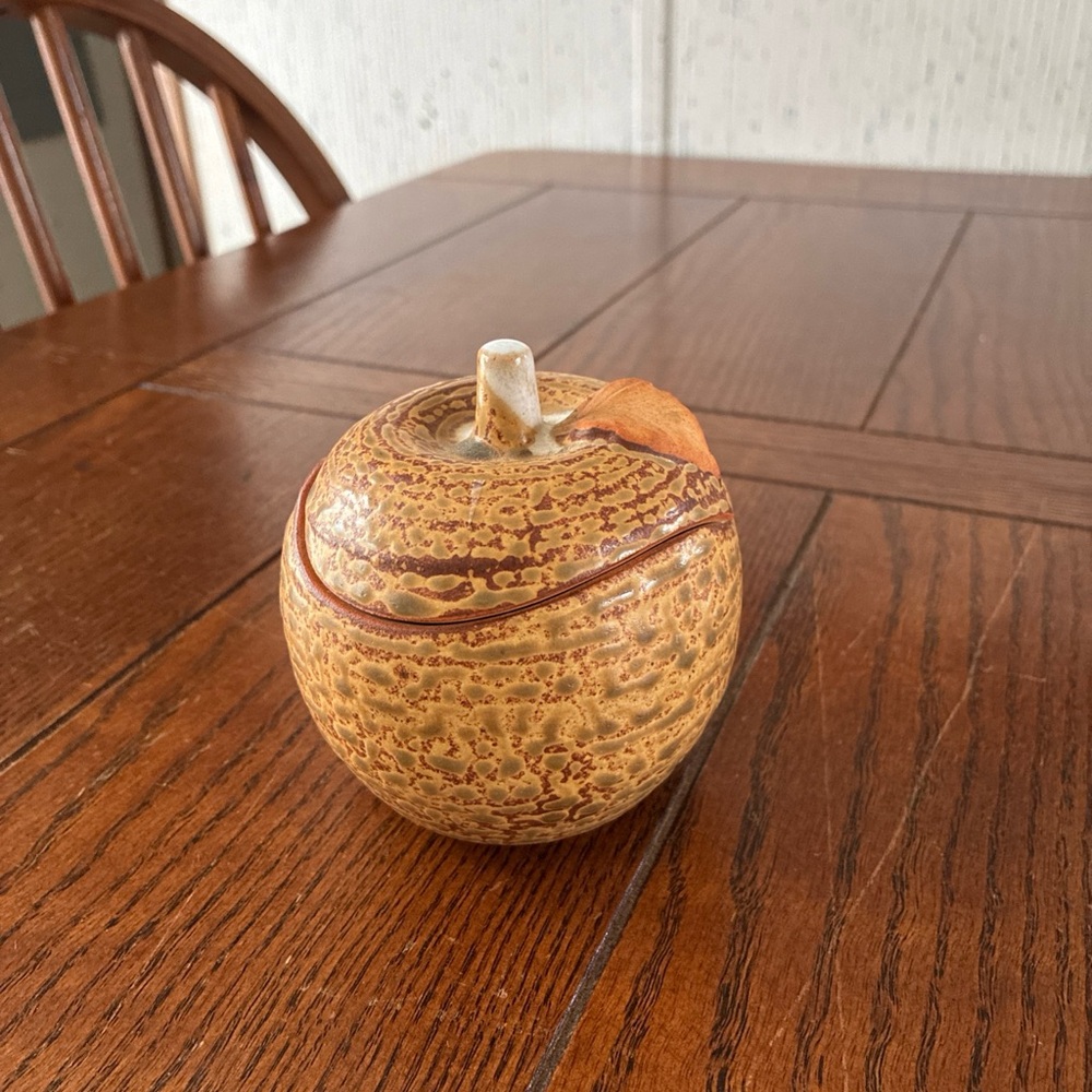Apple Shaped Trinket Box With Lid Handmade Pottery